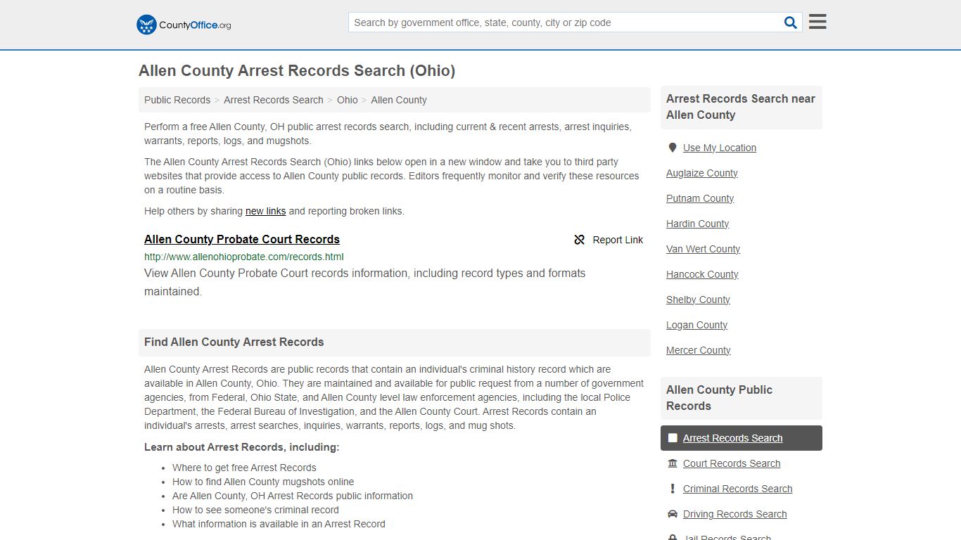 Arrest Records Search - Allen County, OH (Arrests & Mugshots)
