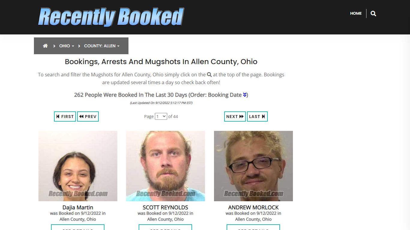Recent bookings, Arrests, Mugshots in Allen County, Ohio - Recently Booked